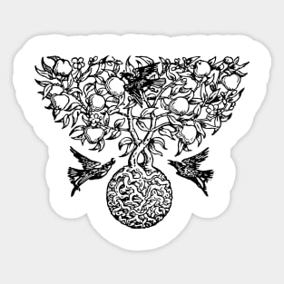 black and white abstract dove illustration Sticker